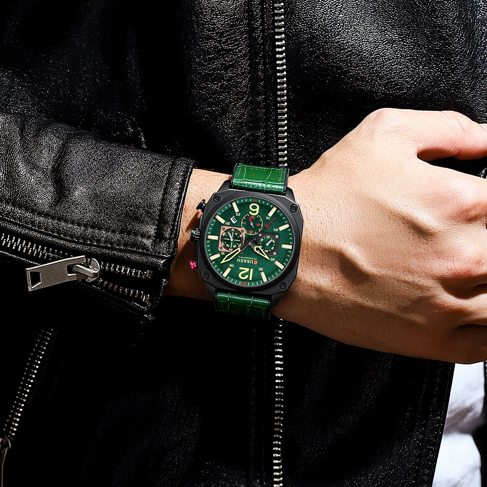 New CURREN Brand Watch Men Leather Sports Watches Men's Army Military Quartz Wristwatch Chronograph Male Clock Relogio Masculino