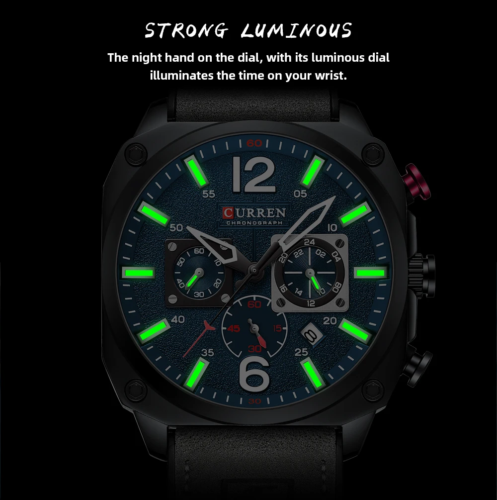 New CURREN Brand Watch Men Leather Sports Watches Men's Army Military Quartz Wristwatch Chronograph Male Clock Relogio Masculino