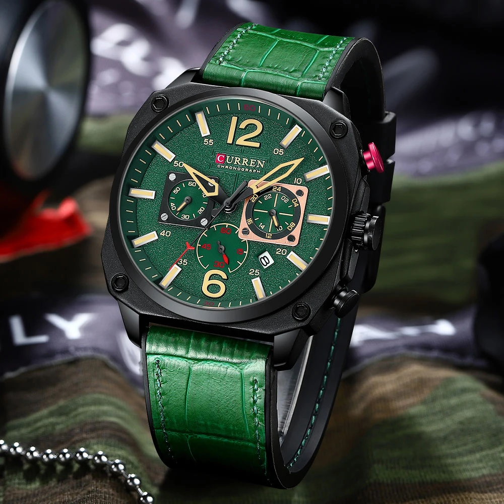 New CURREN Brand Watch Men Leather Sports Watches Men's Army Military Quartz Wristwatch Chronograph Male Clock Relogio Masculino