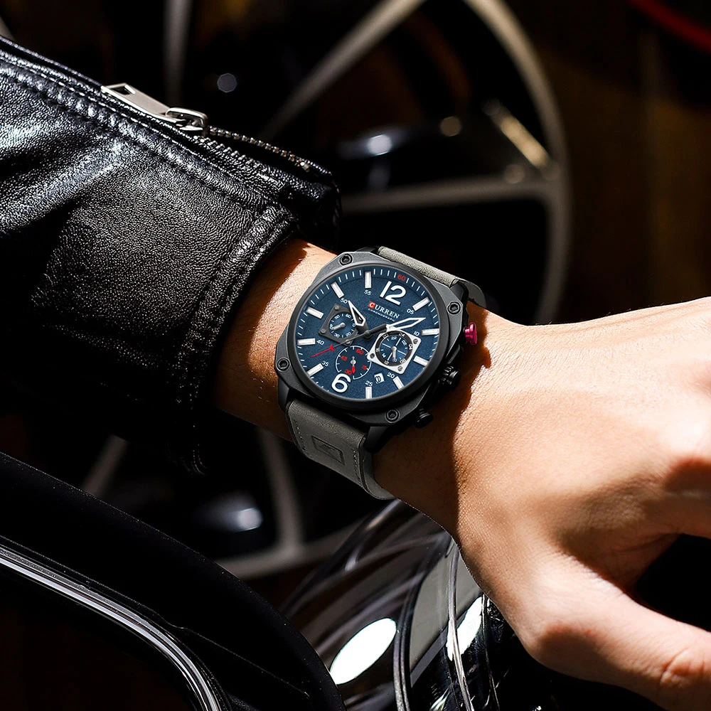 New CURREN Brand Watch Men Leather Sports Watches Men's Army Military Quartz Wristwatch Chronograph Male Clock Relogio Masculino