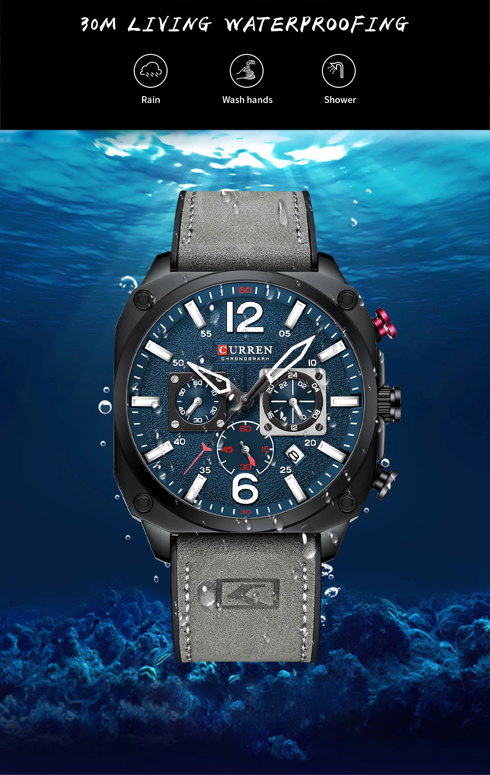 New CURREN Brand Watch Men Leather Sports Watches Men's Army Military Quartz Wristwatch Chronograph Male Clock Relogio Masculino