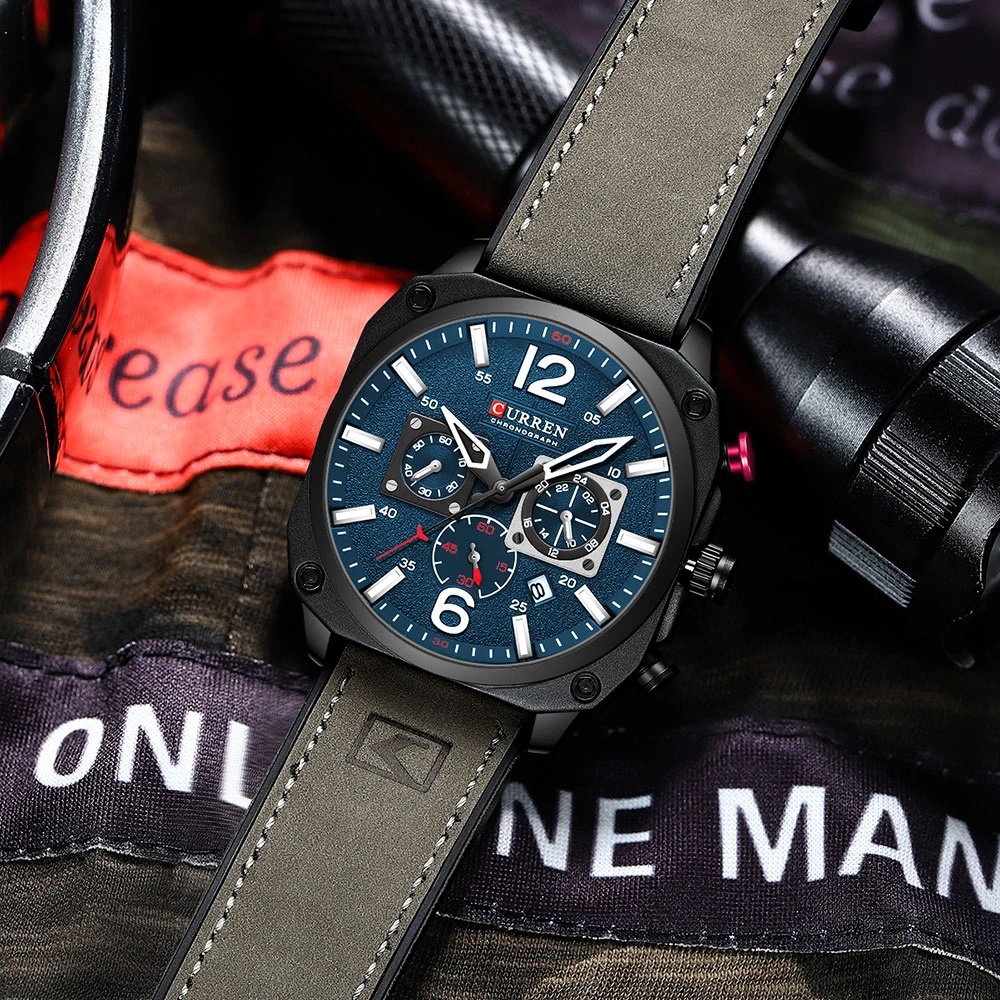 New CURREN Brand Watch Men Leather Sports Watches Men's Army Military Quartz Wristwatch Chronograph Male Clock Relogio Masculino