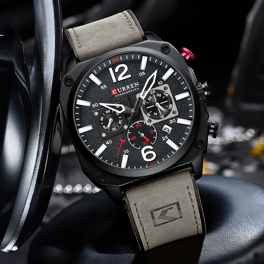New CURREN Brand Watch Men Leather Sports Watches Men's Army Military Quartz Wristwatch Chronograph Male Clock Relogio Masculino