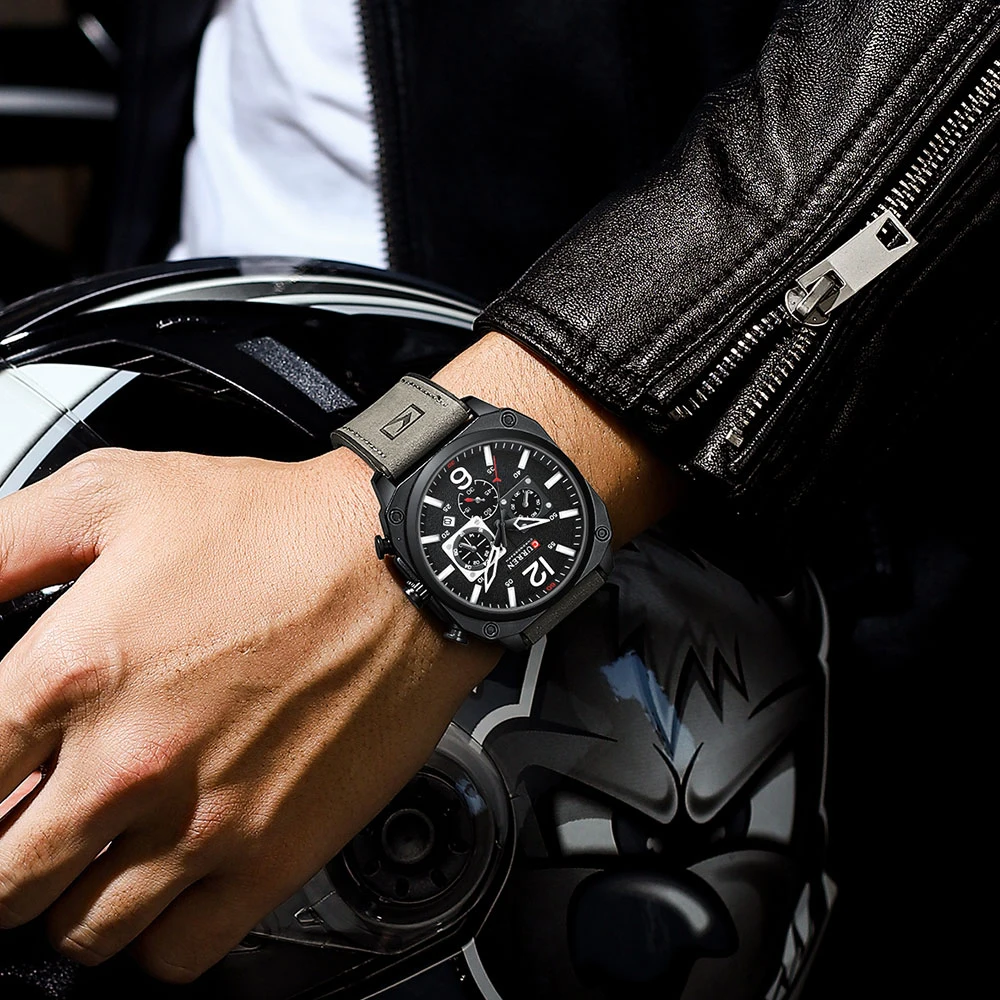 New CURREN Brand Watch Men Leather Sports Watches Men's Army Military Quartz Wristwatch Chronograph Male Clock Relogio Masculino