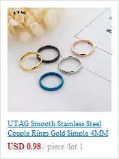 UTAG Fashion Black/White Ceramic Crystal Wedding Rings Jewelry For Women Girls Rose Gold Stainless Steel Bohemia Rin