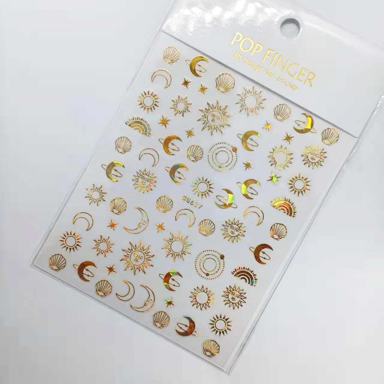 Shiny Gold Star Moon Sun Nail Stickers for Manicure Accessories Heart Feather Animals Printing Self Adhesive Nail Wrap