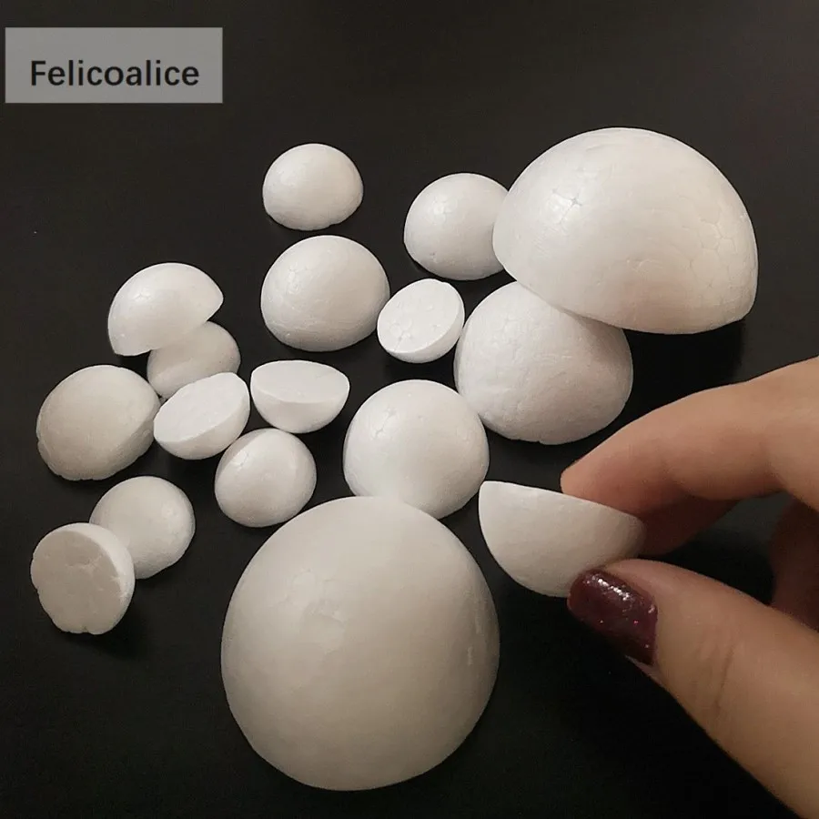 1/1.5/2/2.5/3/4/4.5/5cm Water Drop Modeling Shaped Styrofoam Crafts Flower Heart DIY Handmade White Foam Rose Buds Half Balls