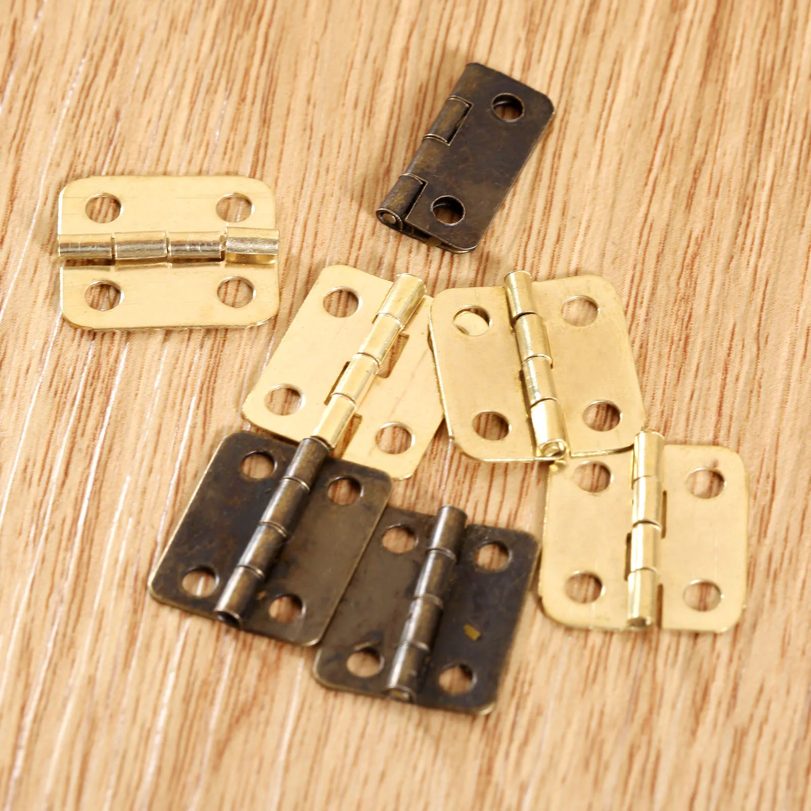 50pcs Mini Small Jewelry Chest Gift Wine Wooden Box Case Furniture Dollhouse Door Hinge with Screw Home 16*13mm