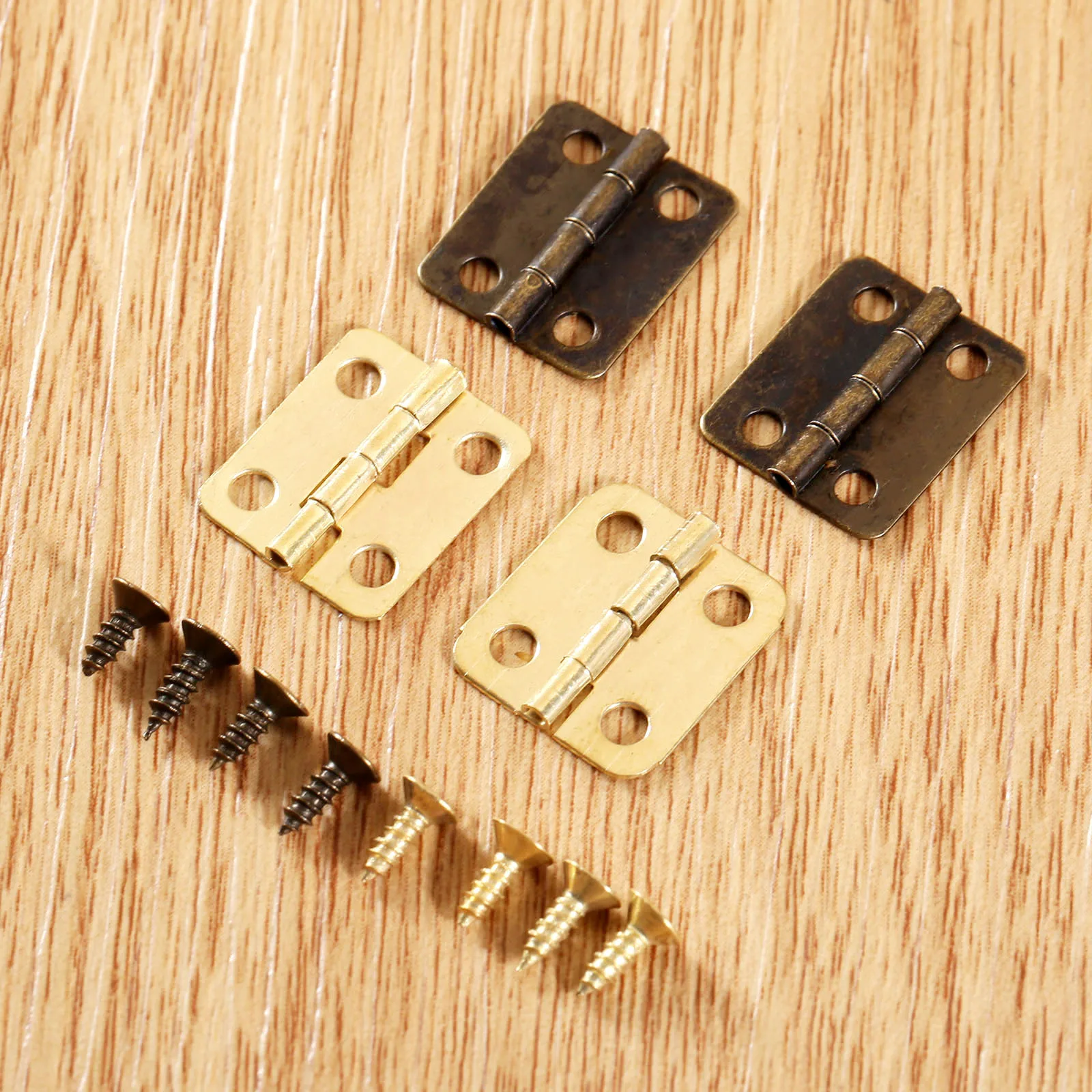 50pcs Mini Small Jewelry Chest Gift Wine Wooden Box Case Furniture Dollhouse Door Hinge with Screw Home 16*13mm