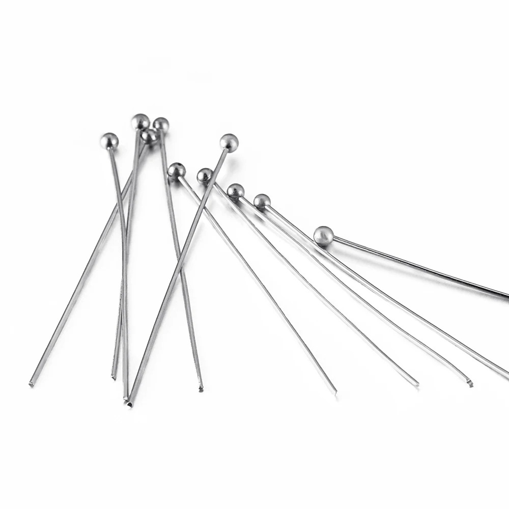 100pcs Stainless Steel Ball Head Pins for DIY Jewelry Making 12-40mm Head Pins Needlework Handmade Components Findings