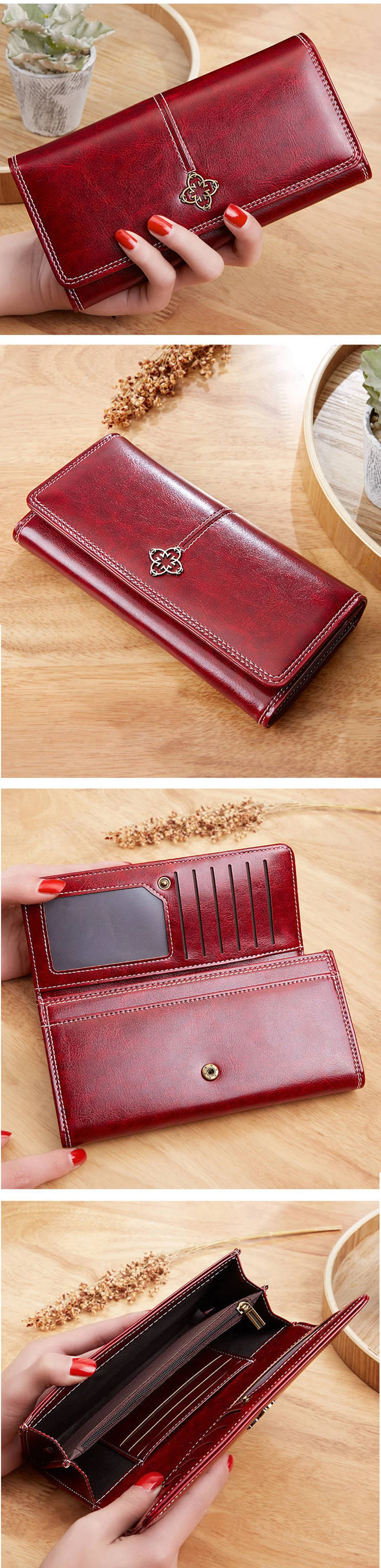 Women's Leather Wallet Woman Luxury Long Wallets Fashion Women Purses Money Bags 2022 Handbags Womens Purse Cards Holder