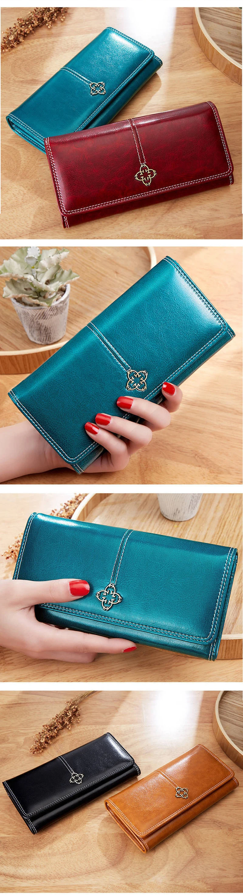 Women's Leather Wallet Woman Luxury Long Wallets Fashion Women Purses Money Bags 2022 Handbags Womens Purse Cards Holder