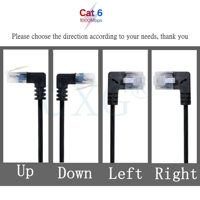 Superfine Ultra Slim Cat6 Ethernet Cable RJ45 Right Left Up Down 90 Degree Angle UTP Network Patch Cord Cat6a Lan Cable 0.25m-3m