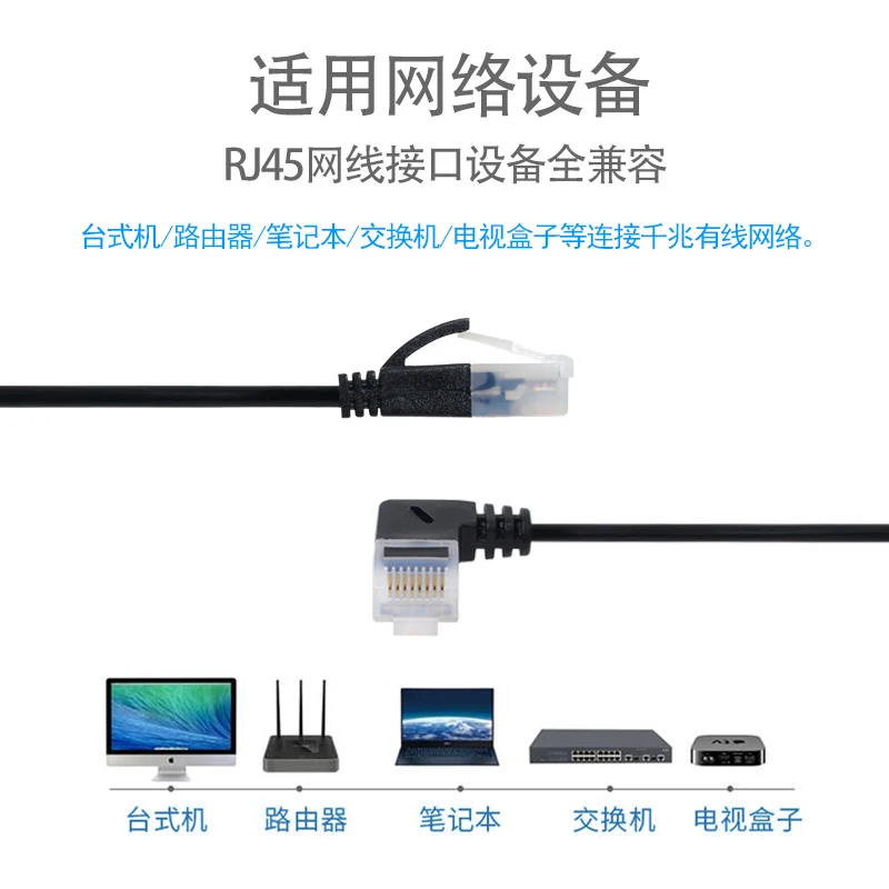 Superfine Ultra Slim Cat6 Ethernet Cable RJ45 Right Left Up Down 90 Degree Angle UTP Network Patch Cord Cat6a Lan Cable 0.25m-3m