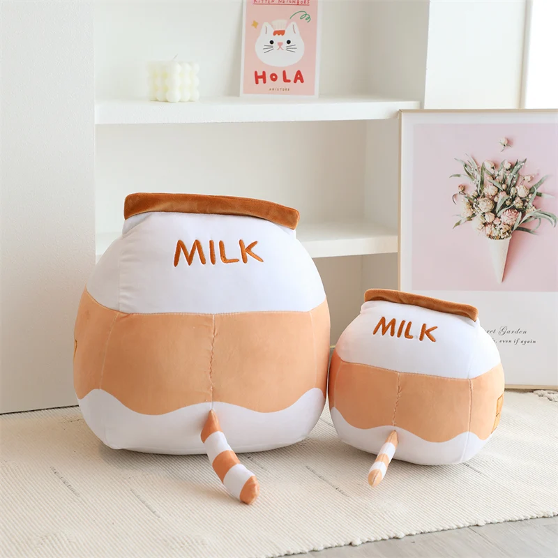 1pc 22/33/42cm Cartoon Cat Milk Bottle Plushie Plush Toy Kitten Tail Backside Juice Drink Throw Pillow Sofa Decor Cushion Rest