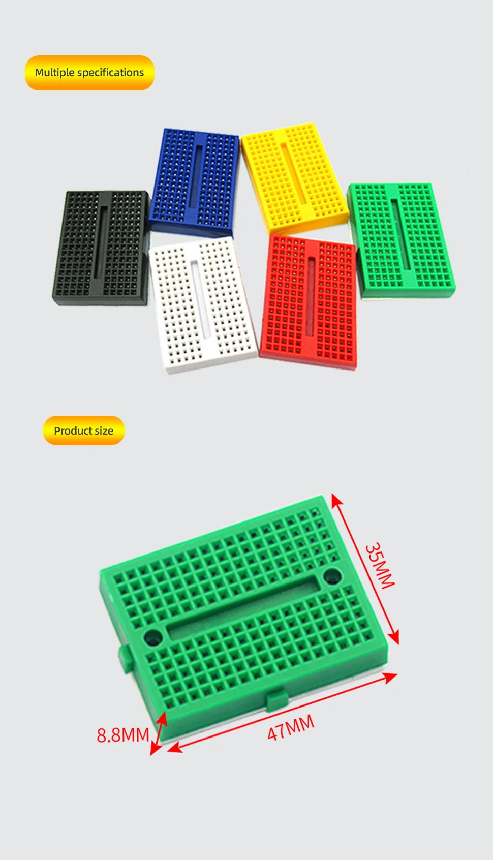 2PCS SYB-170 Mini Solderless Prototype Experiment Test Small Breadboard Kit With 170 Tie Points Plus Adhesive Back 35*46*8mm