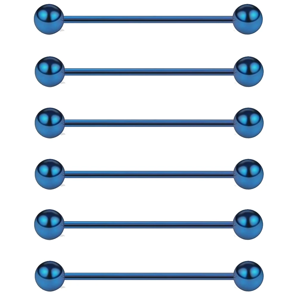 WKOUD 6PCS 16G Industrial Barbell Cartilage Earring Body Piercing Jewelry 28mm 32mm 35mm 38mm 40mm