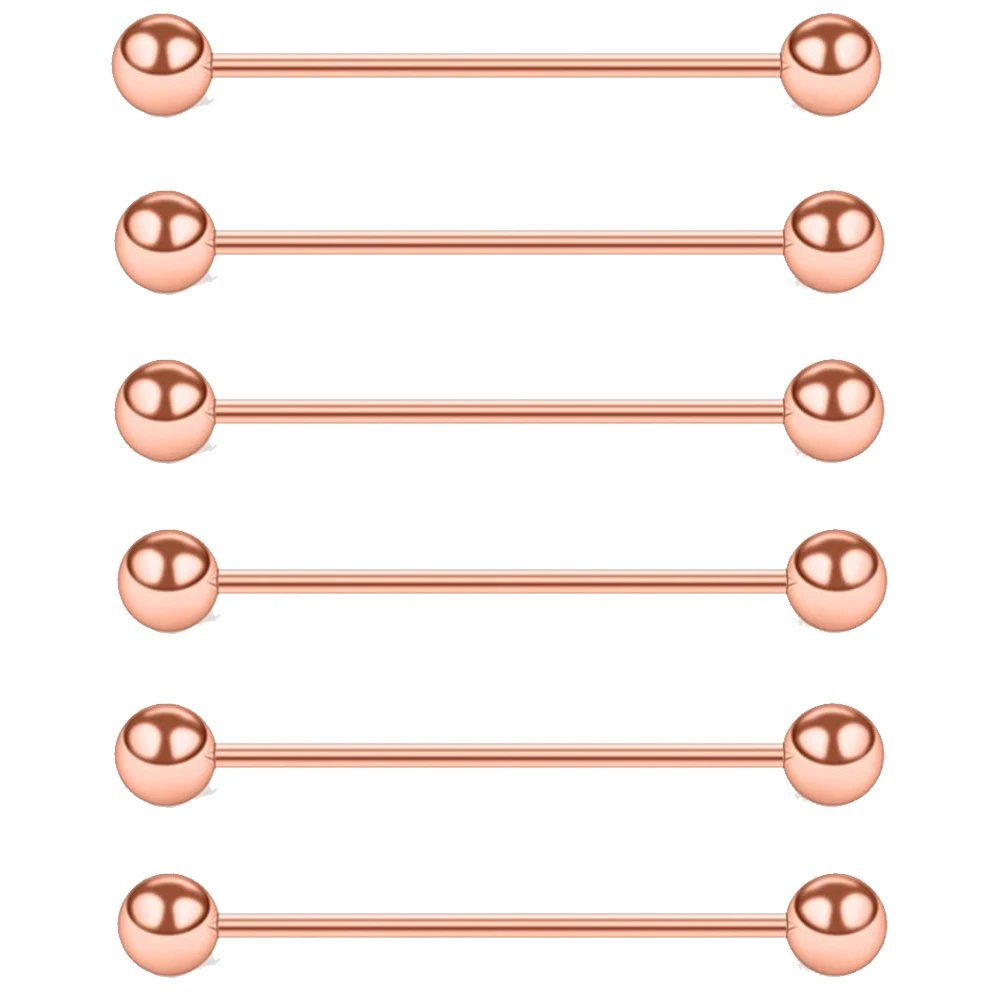 WKOUD 6PCS 16G Industrial Barbell Cartilage Earring Body Piercing Jewelry 28mm 32mm 35mm 38mm 40mm