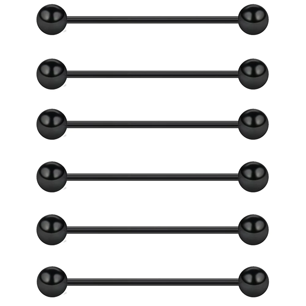 WKOUD 6PCS 16G Industrial Barbell Cartilage Earring Body Piercing Jewelry 28mm 32mm 35mm 38mm 40mm
