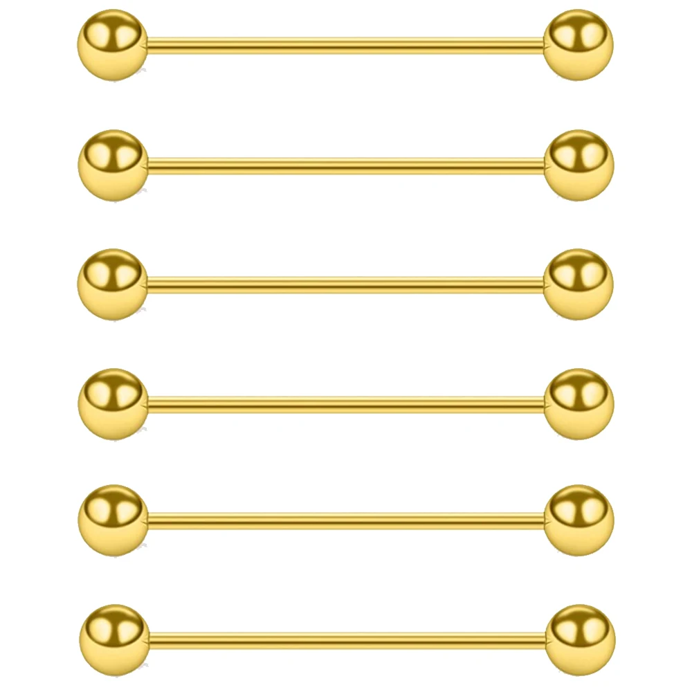 WKOUD 6PCS 16G Industrial Barbell Cartilage Earring Body Piercing Jewelry 28mm 32mm 35mm 38mm 40mm