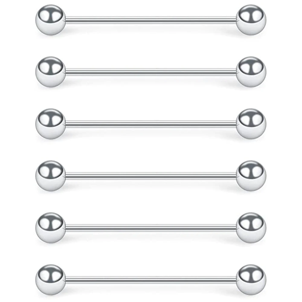 WKOUD 6PCS 16G Industrial Barbell Cartilage Earring Body Piercing Jewelry 28mm 32mm 35mm 38mm 40mm