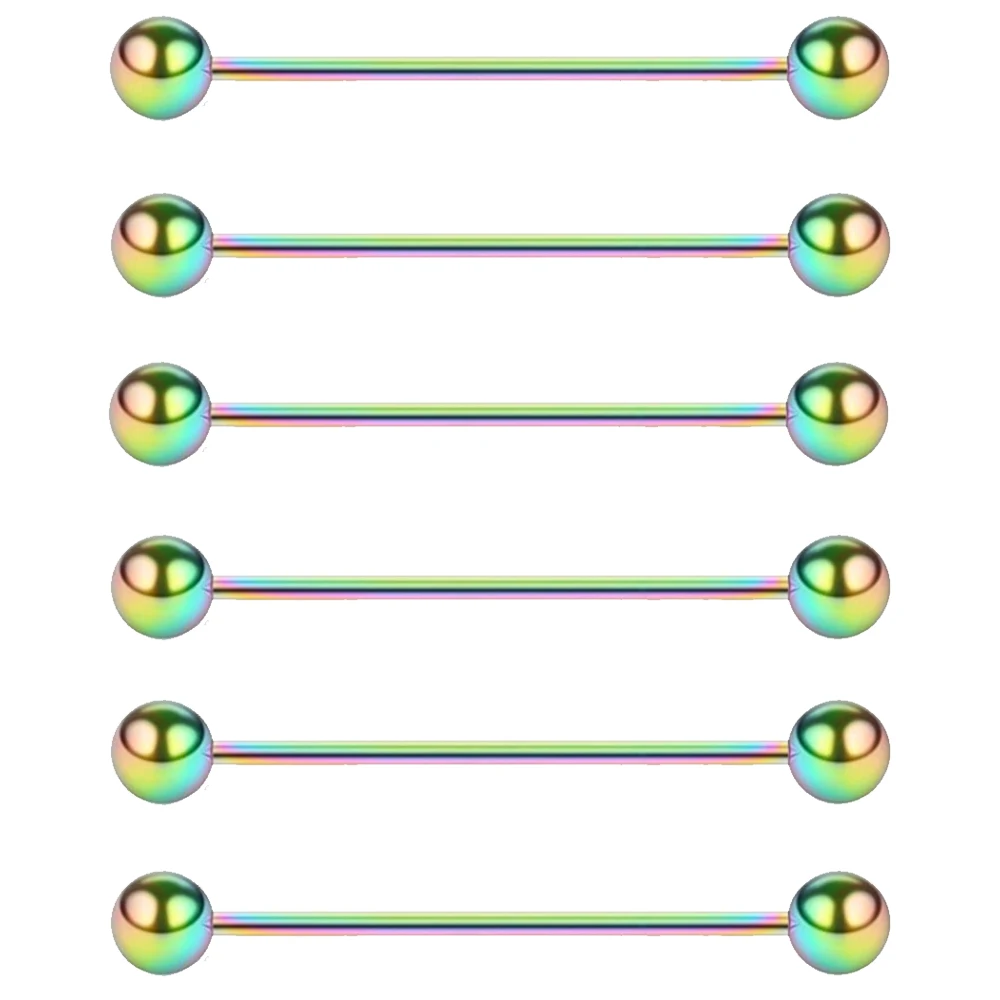 WKOUD 6PCS 16G Industrial Barbell Cartilage Earring Body Piercing Jewelry 28mm 32mm 35mm 38mm 40mm