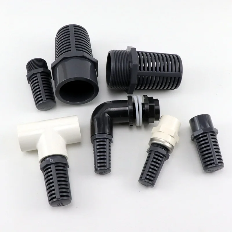 1Pc UPVC Aquarium Water Pump Filter Joint Fish Tank Water Inlet Strainer PVC Pipe Permeable Cap Flower Basket Strainer Screen