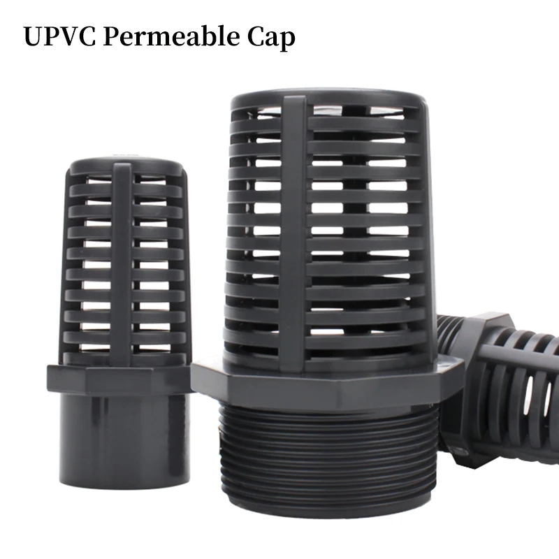 1Pc UPVC Aquarium Water Pump Filter Joint Fish Tank Water Inlet Strainer PVC Pipe Permeable Cap Flower Basket Strainer Screen