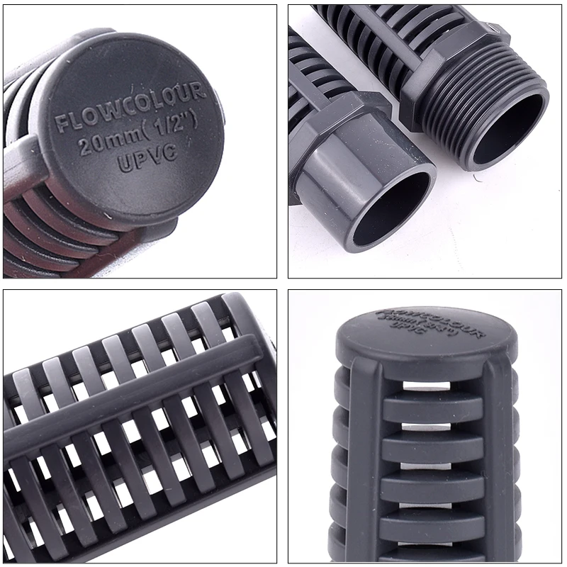 1Pc UPVC Aquarium Water Pump Filter Joint Fish Tank Water Inlet Strainer PVC Pipe Permeable Cap Flower Basket Strainer Screen