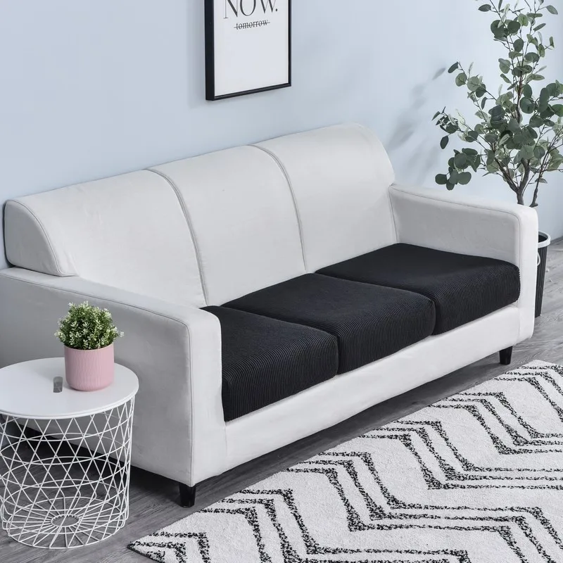 New Jacquard Sofa Seat Cushion Cover Polar Fleece Chair Covers Stretch Washable Removable Slipcover Sofa Protector 1/2/3/4 Seat