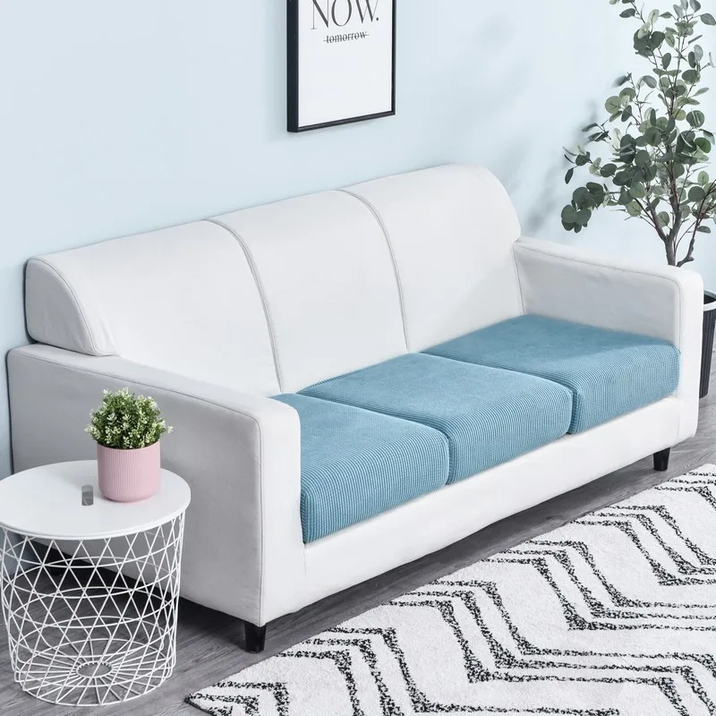 New Jacquard Sofa Seat Cushion Cover Polar Fleece Chair Covers Stretch Washable Removable Slipcover Sofa Protector 1/2/3/4 Seat