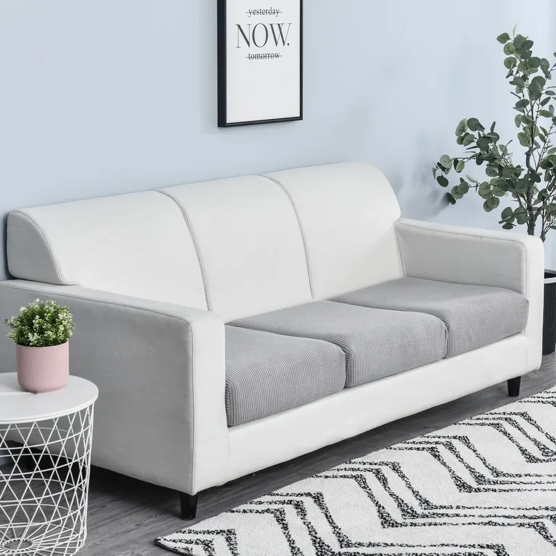 New Jacquard Sofa Seat Cushion Cover Polar Fleece Chair Covers Stretch Washable Removable Slipcover Sofa Protector 1/2/3/4 Seat