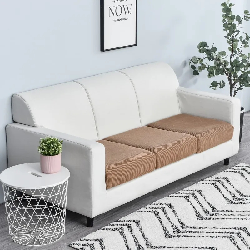 New Jacquard Sofa Seat Cushion Cover Polar Fleece Chair Covers Stretch Washable Removable Slipcover Sofa Protector 1/2/3/4 Seat