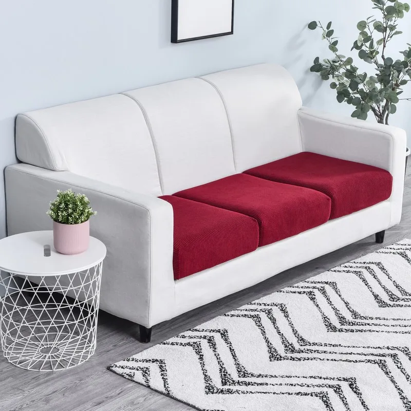 New Jacquard Sofa Seat Cushion Cover Polar Fleece Chair Covers Stretch Washable Removable Slipcover Sofa Protector 1/2/3/4 Seat