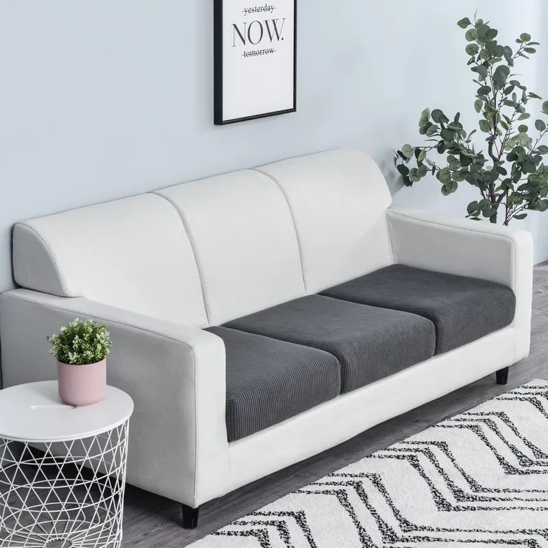 New Jacquard Sofa Seat Cushion Cover Polar Fleece Chair Covers Stretch Washable Removable Slipcover Sofa Protector 1/2/3/4 Seat