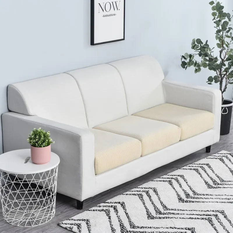 New Jacquard Sofa Seat Cushion Cover Polar Fleece Chair Covers Stretch Washable Removable Slipcover Sofa Protector 1/2/3/4 Seat