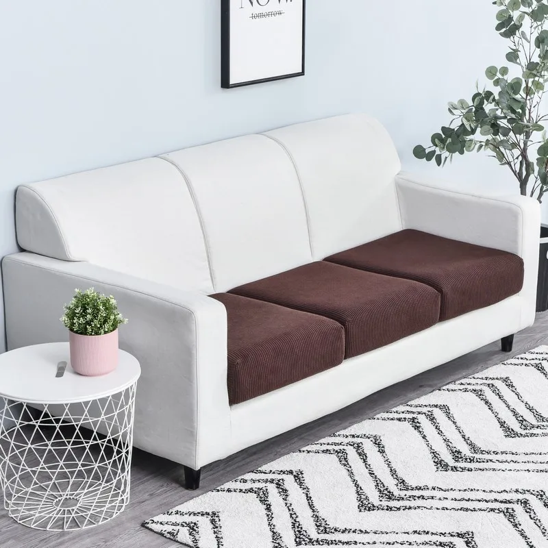 New Jacquard Sofa Seat Cushion Cover Polar Fleece Chair Covers Stretch Washable Removable Slipcover Sofa Protector 1/2/3/4 Seat