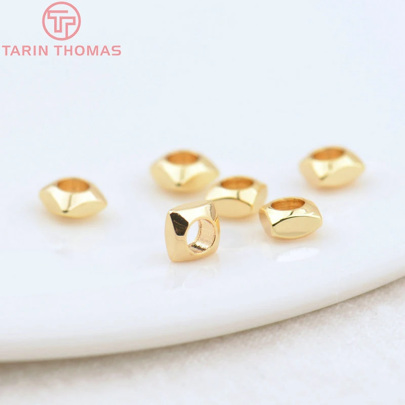 (3377) 20PCS 24K Gold Color Brass Square Spacer Beads High Quality Jewelry Making Supplies Bracelets Findings Accessories