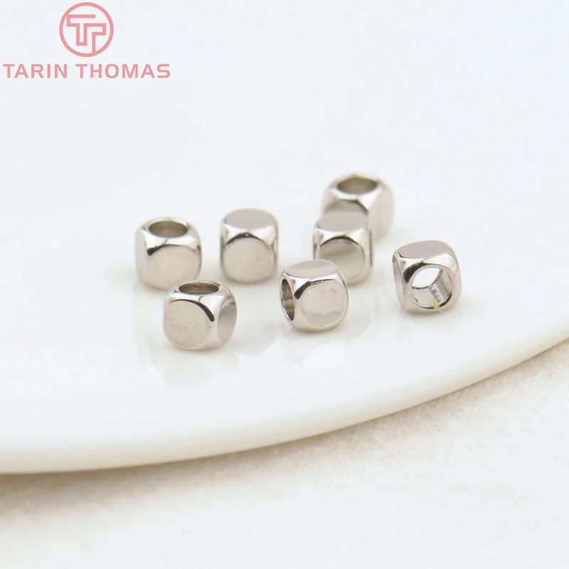 (3377) 20PCS 24K Gold Color Brass Square Spacer Beads High Quality Jewelry Making Supplies Bracelets Findings Accessories