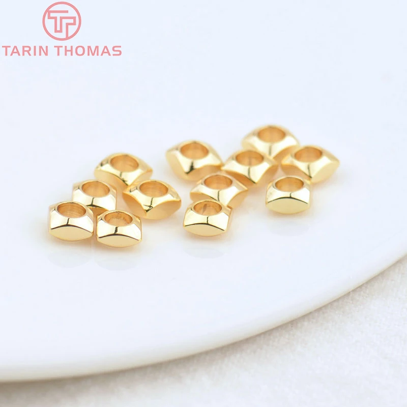 (3377) 20PCS 24K Gold Color Brass Square Spacer Beads High Quality Jewelry Making Supplies Bracelets Findings Accessories