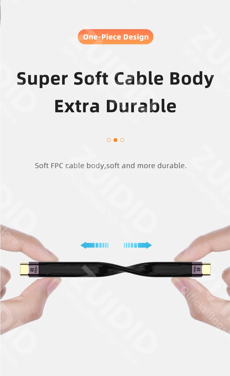 USB 4.0 Gen3 Data Cable PD 100W 5A Fast Charging USB C to Type C Cable Thunderbolt 3 4K@60Hz Cable USB Tipo C 40Gbps Data Cabel