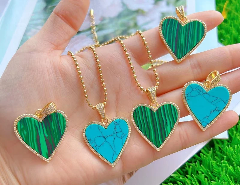 Fashion Elegant Love Heart Round Shape Natural Mother of Pearl Shell Agate Malachite Pendant Charm,DIY Necklace Accessories M30