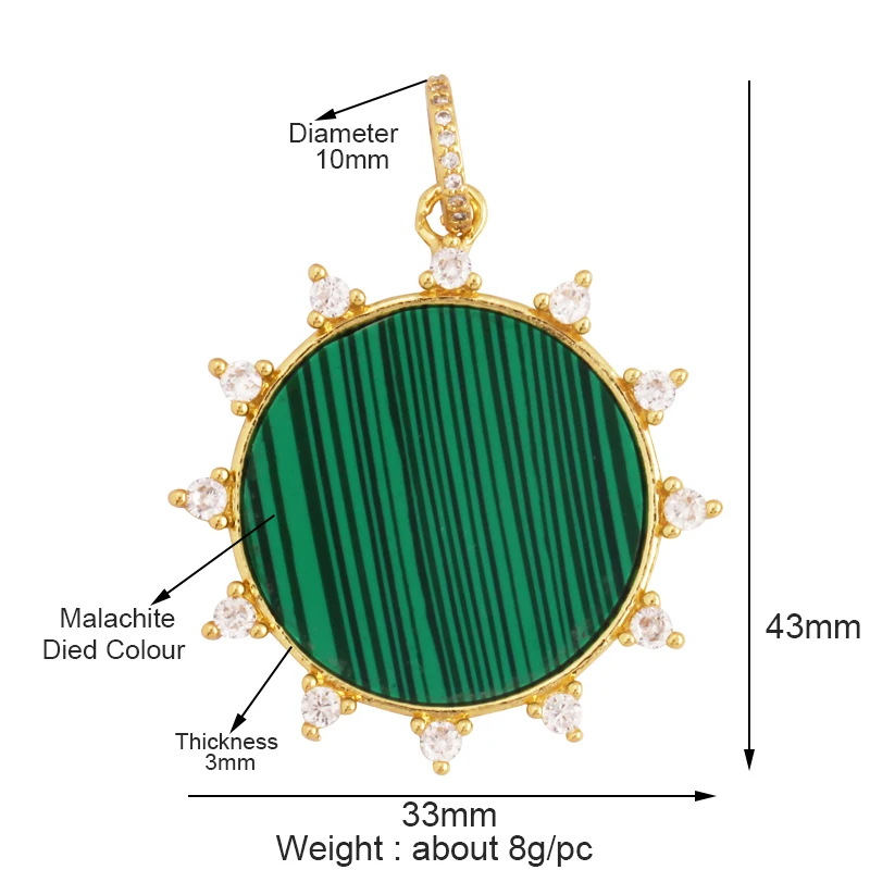 Fashion Elegant Love Heart Round Shape Natural Mother of Pearl Shell Agate Malachite Pendant Charm,DIY Necklace Accessories M30