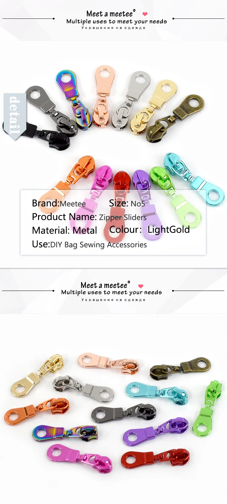 5/10/20Pcs 5# Zipper Heads For Nylon Zippers Bag Zip Puller Sliders Zips Repair Kits DIY Sewing Garment Replacement Accessories