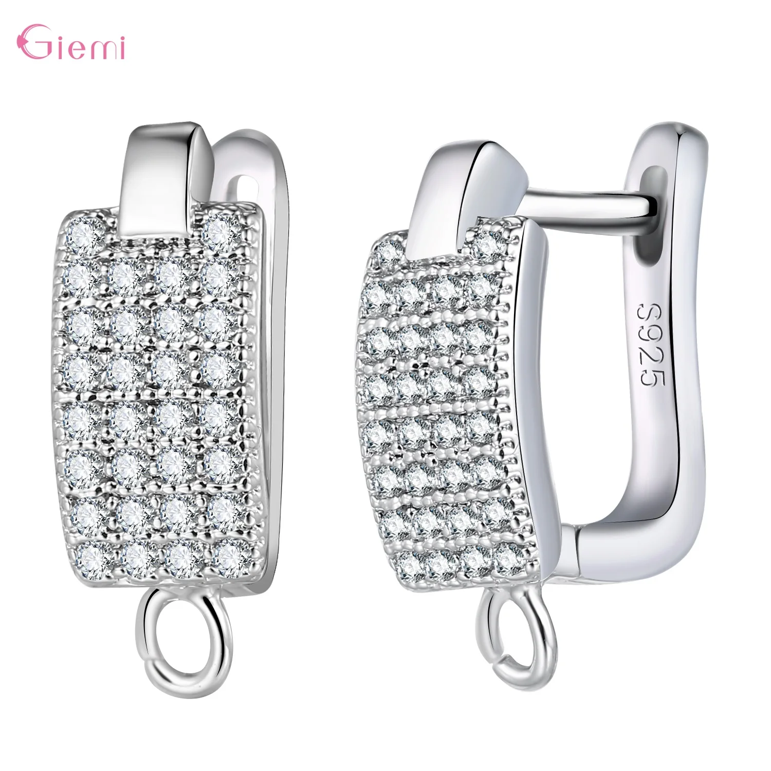 Delicate 925 Sterling Silver Cubic Zirconia Earrings Hoop Hook for Jewelry Making Brincos Finding Accessories