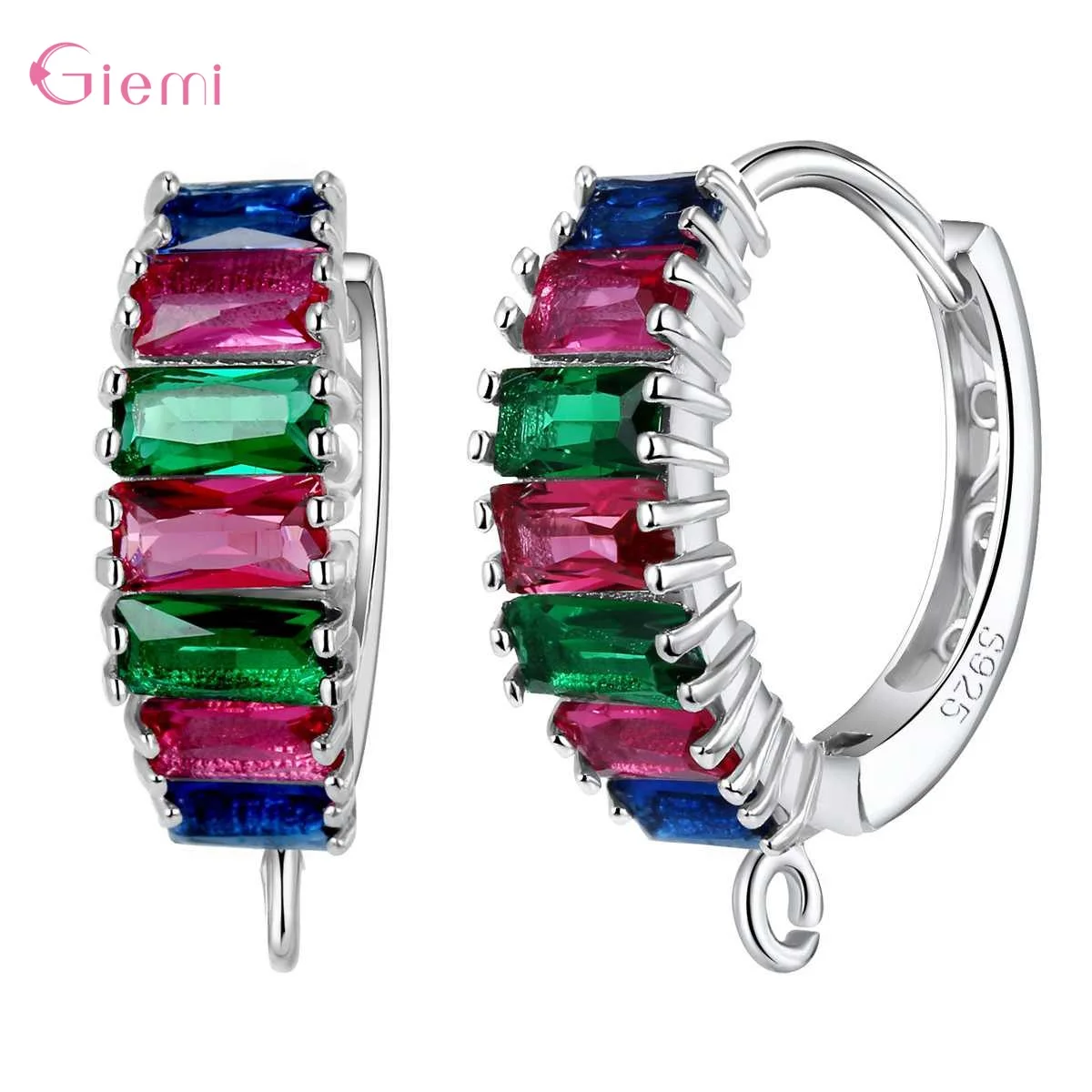 Delicate 925 Sterling Silver Cubic Zirconia Earrings Hoop Hook for Jewelry Making Brincos Finding Accessories