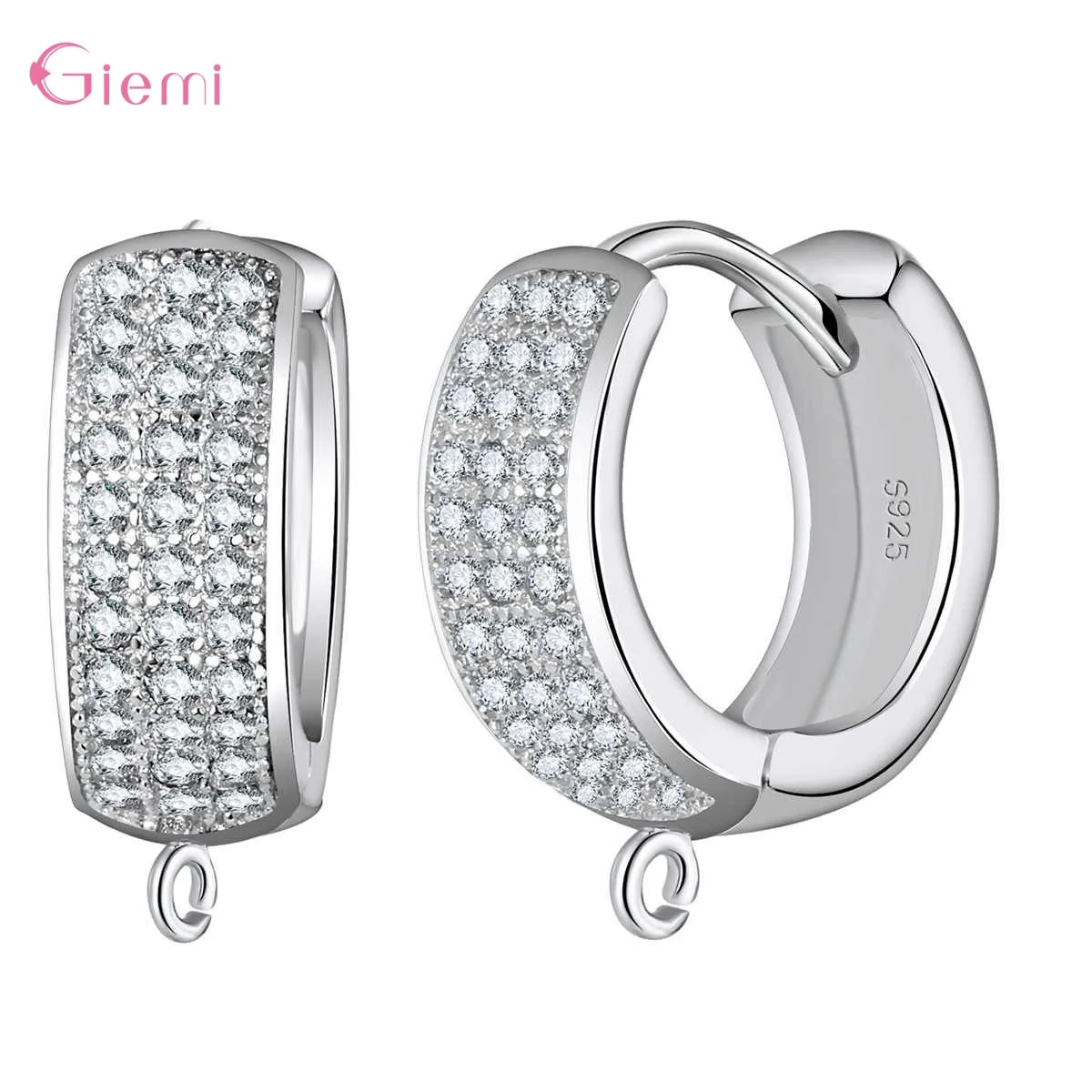 Delicate 925 Sterling Silver Cubic Zirconia Earrings Hoop Hook for Jewelry Making Brincos Finding Accessories
