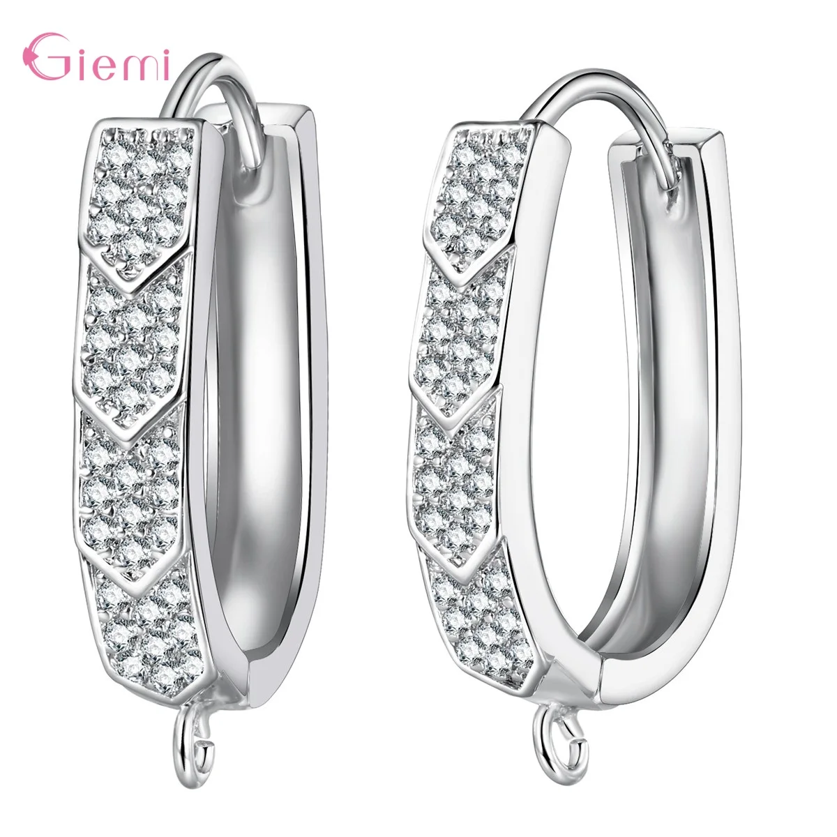 Delicate 925 Sterling Silver Cubic Zirconia Earrings Hoop Hook for Jewelry Making Brincos Finding Accessories