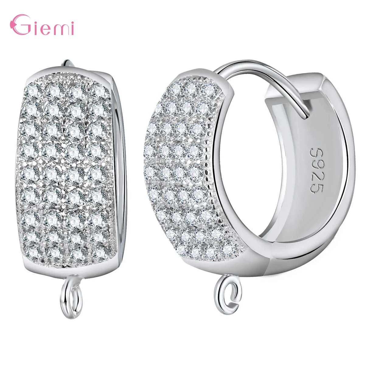 Delicate 925 Sterling Silver Cubic Zirconia Earrings Hoop Hook for Jewelry Making Brincos Finding Accessories