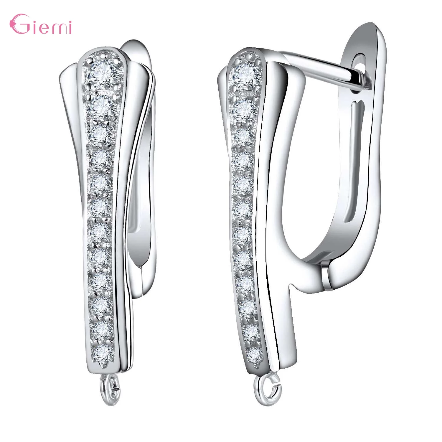 Delicate 925 Sterling Silver Cubic Zirconia Earrings Hoop Hook for Jewelry Making Brincos Finding Accessories